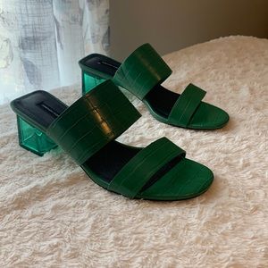 French Connection Emerald Green Sandal w/ Green Clear Heel